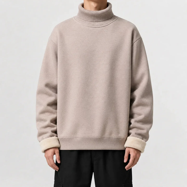 Pull Homme Chaud à Col Roulé – Beige