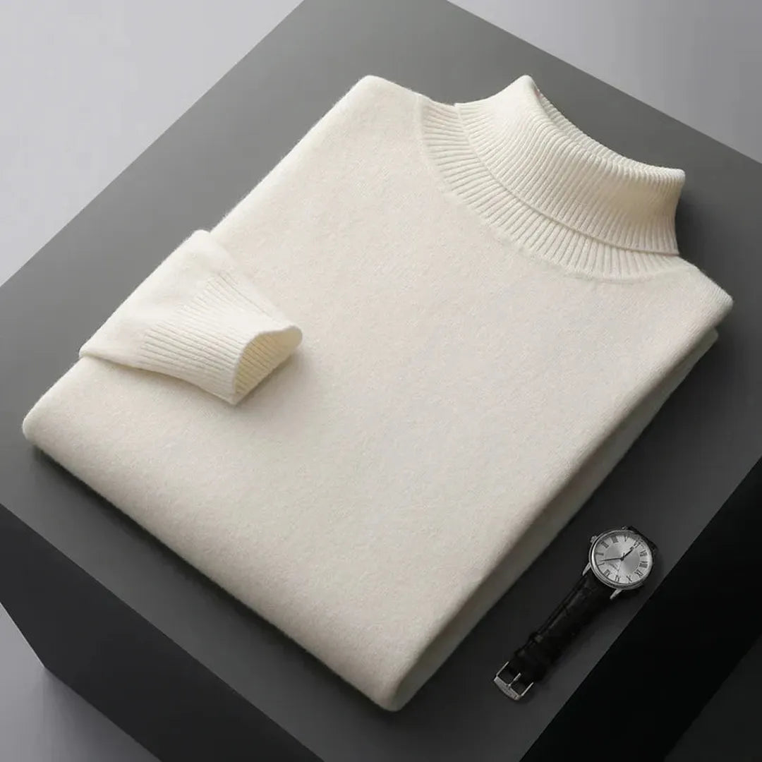 Pull Homme Col Roulé Classique – Blanc