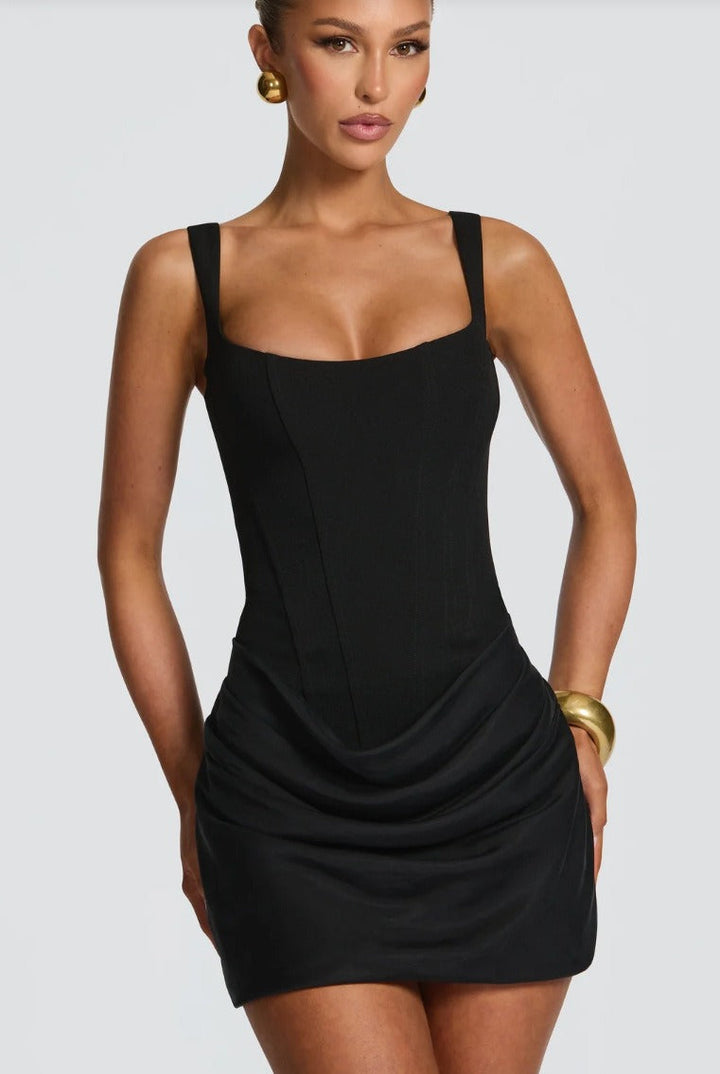 Robe Courte Sculptante de Soirée – Noir