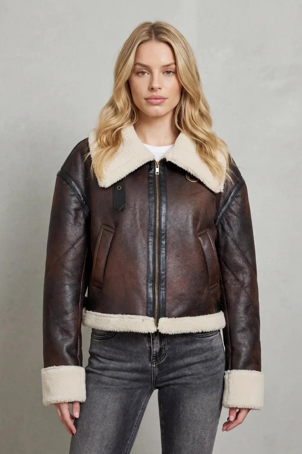 Veste Bombardier à Col Doux