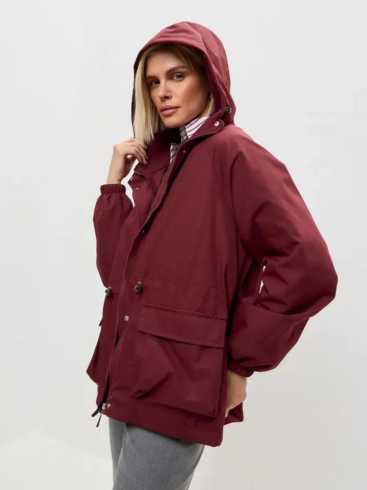 Veste Urbaine à Taille Ajustable – Rouge Vin