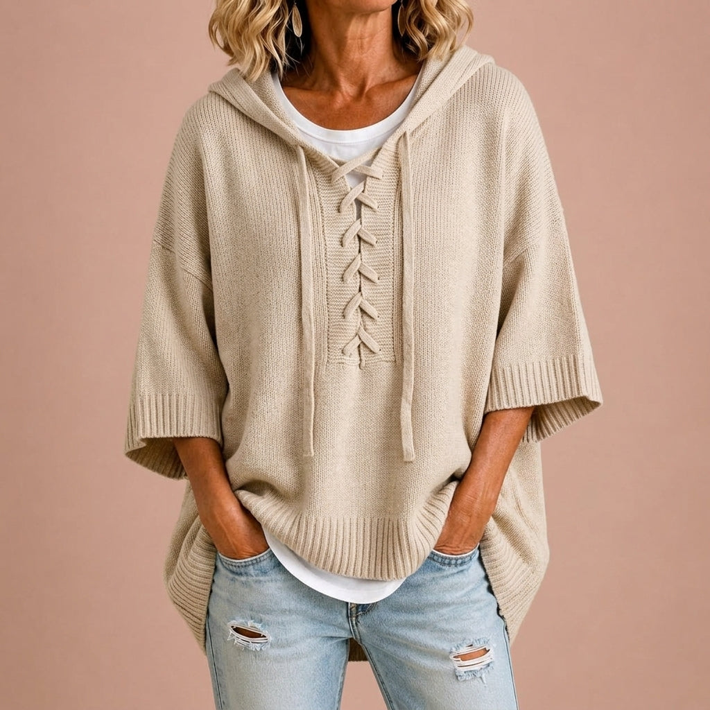 Pull à Capuche et Laçage – Beige