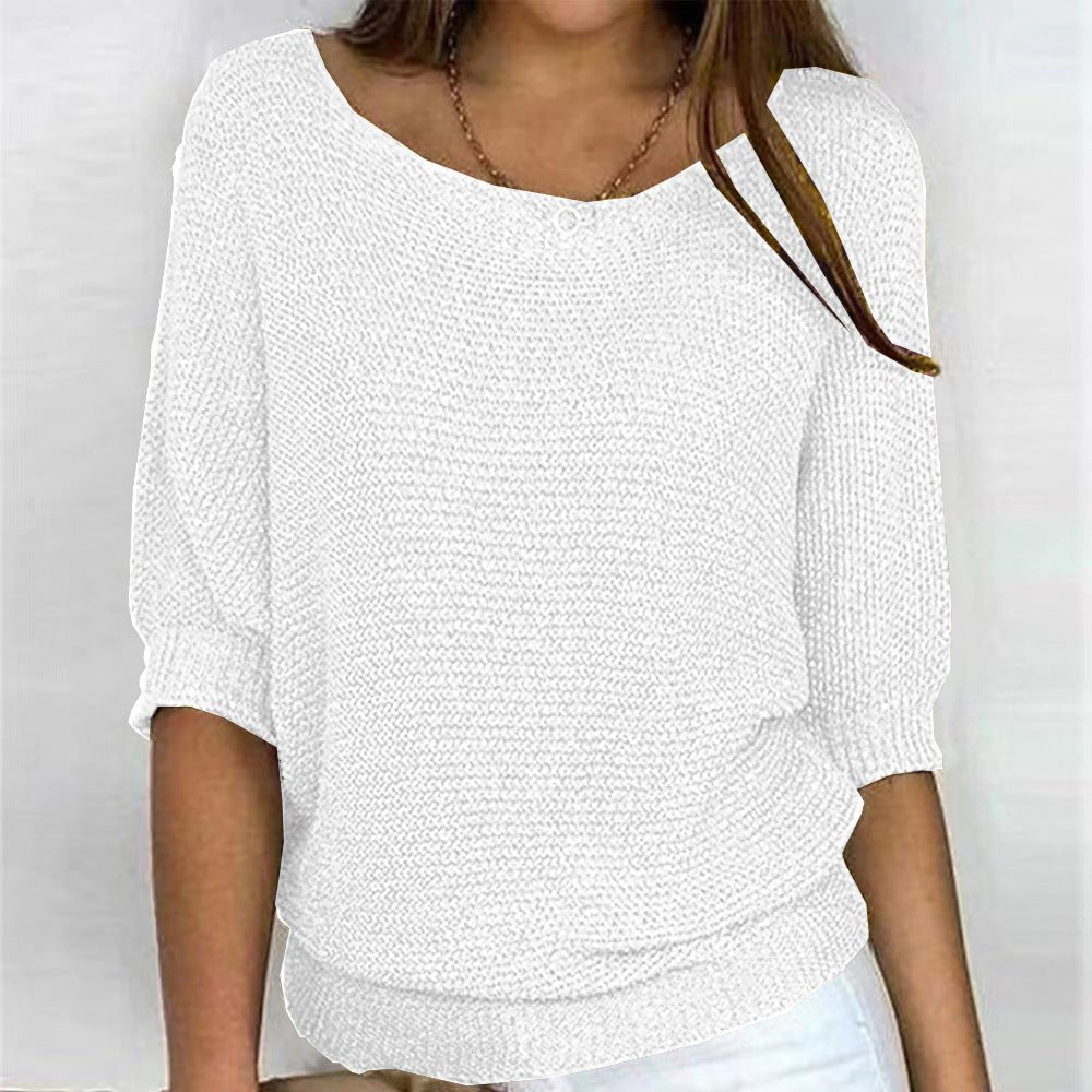 Pull Ample à Col Bateau – Blanc