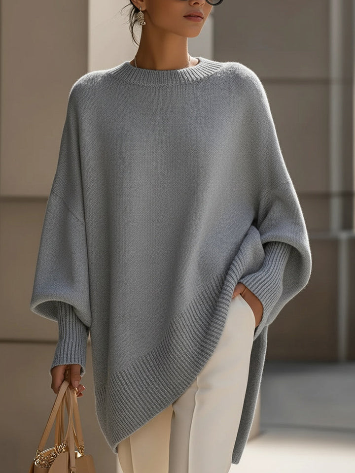 Pull ample à coupe asymétrique – Gris