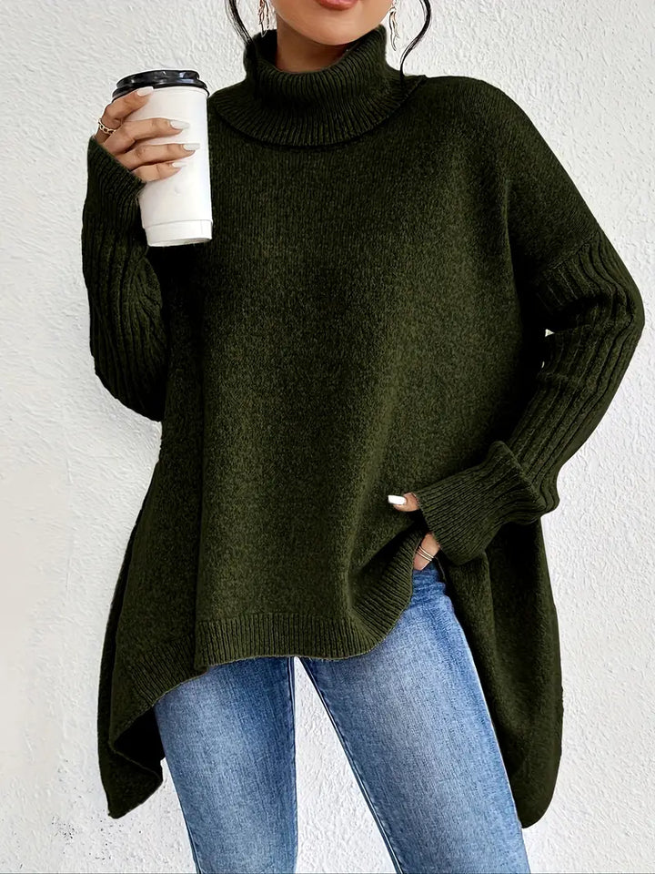 Pull ample à dos long – Vert Pino