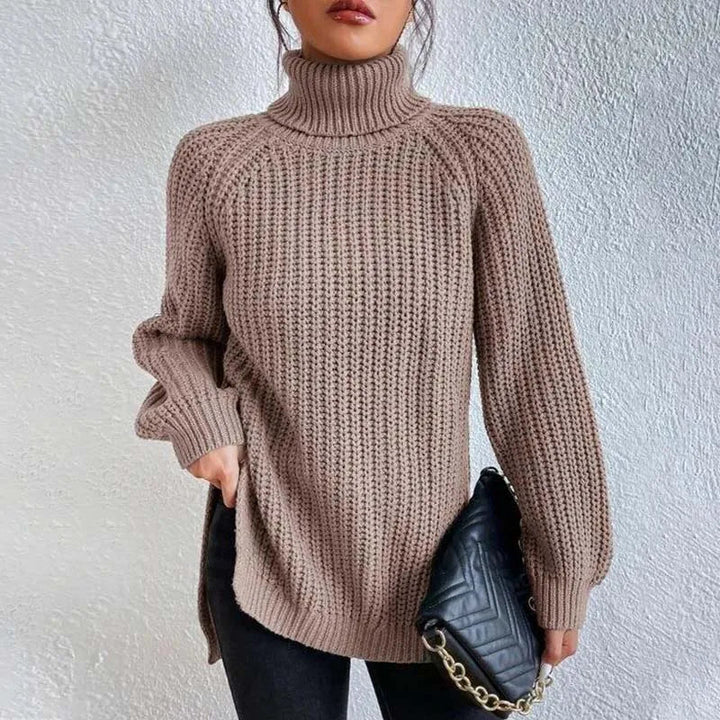 Pull Ample à Encolure Montante – Kaki