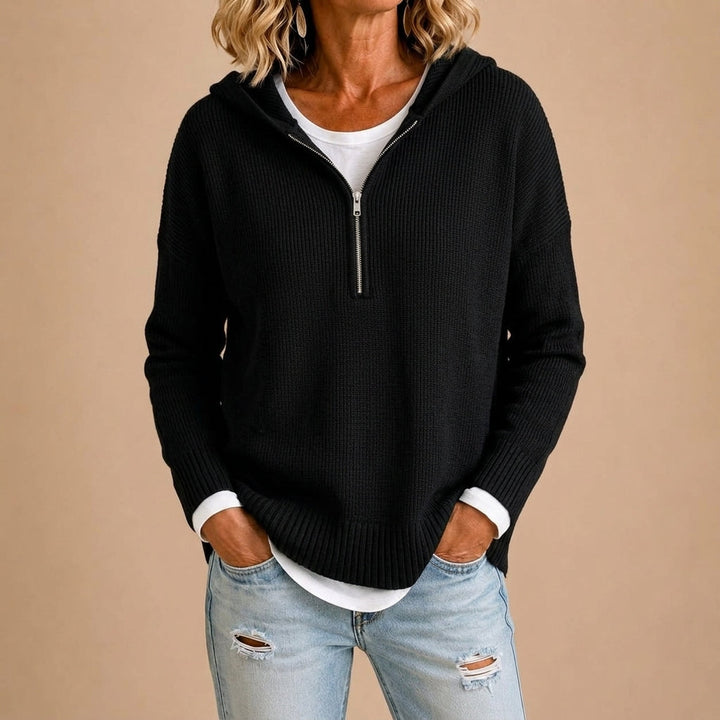 Pull Ample à Capuche Zippé – Noir