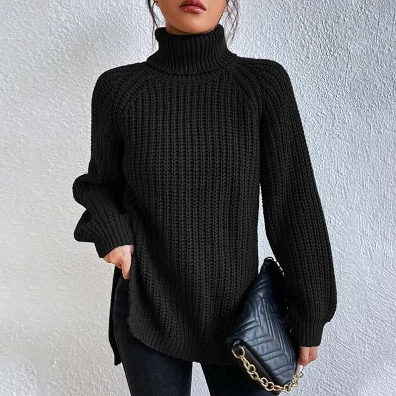 Pull Ample à Encolure Montante – Noir