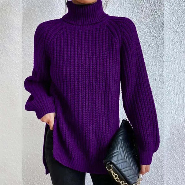 Pull Ample à Encolure Montante – Violet