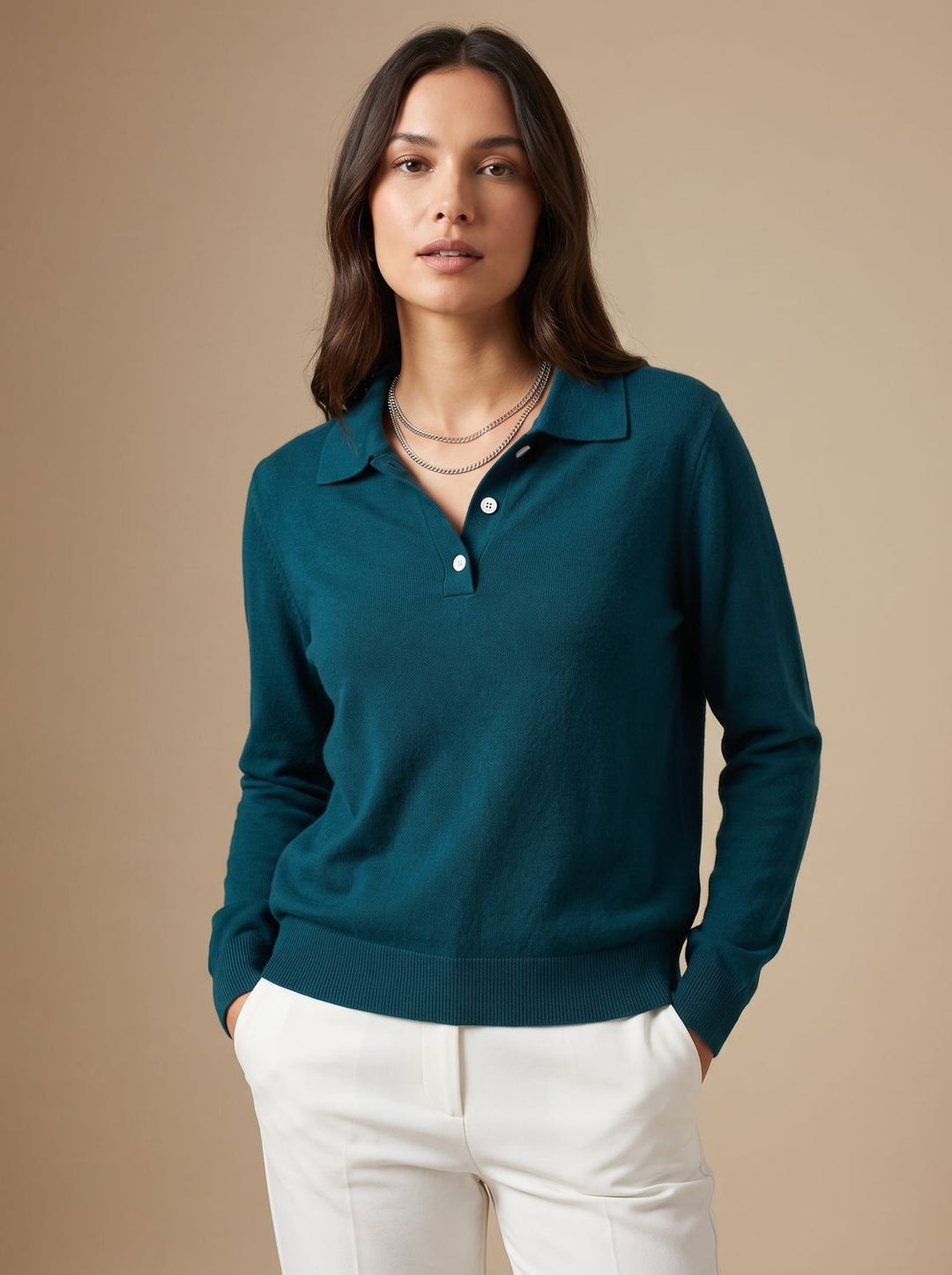 Pull Chic à Col Boutonné – Bleu Foncé