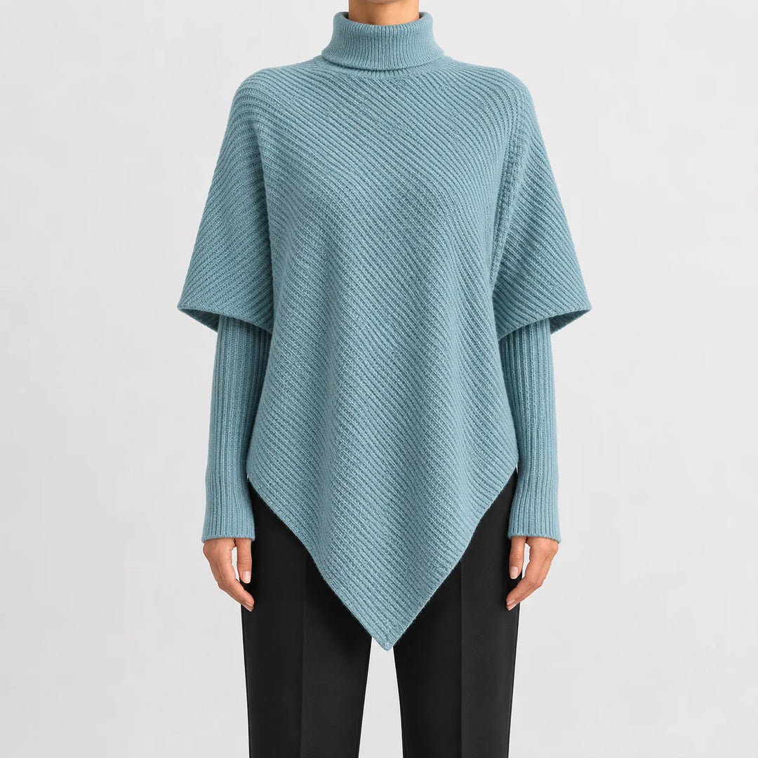 Pull Chic à Coupe Asymétrique – Bleu