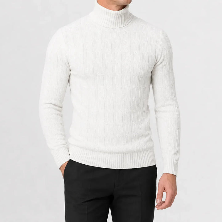 Pull Col Roulé Texturé – Blanc