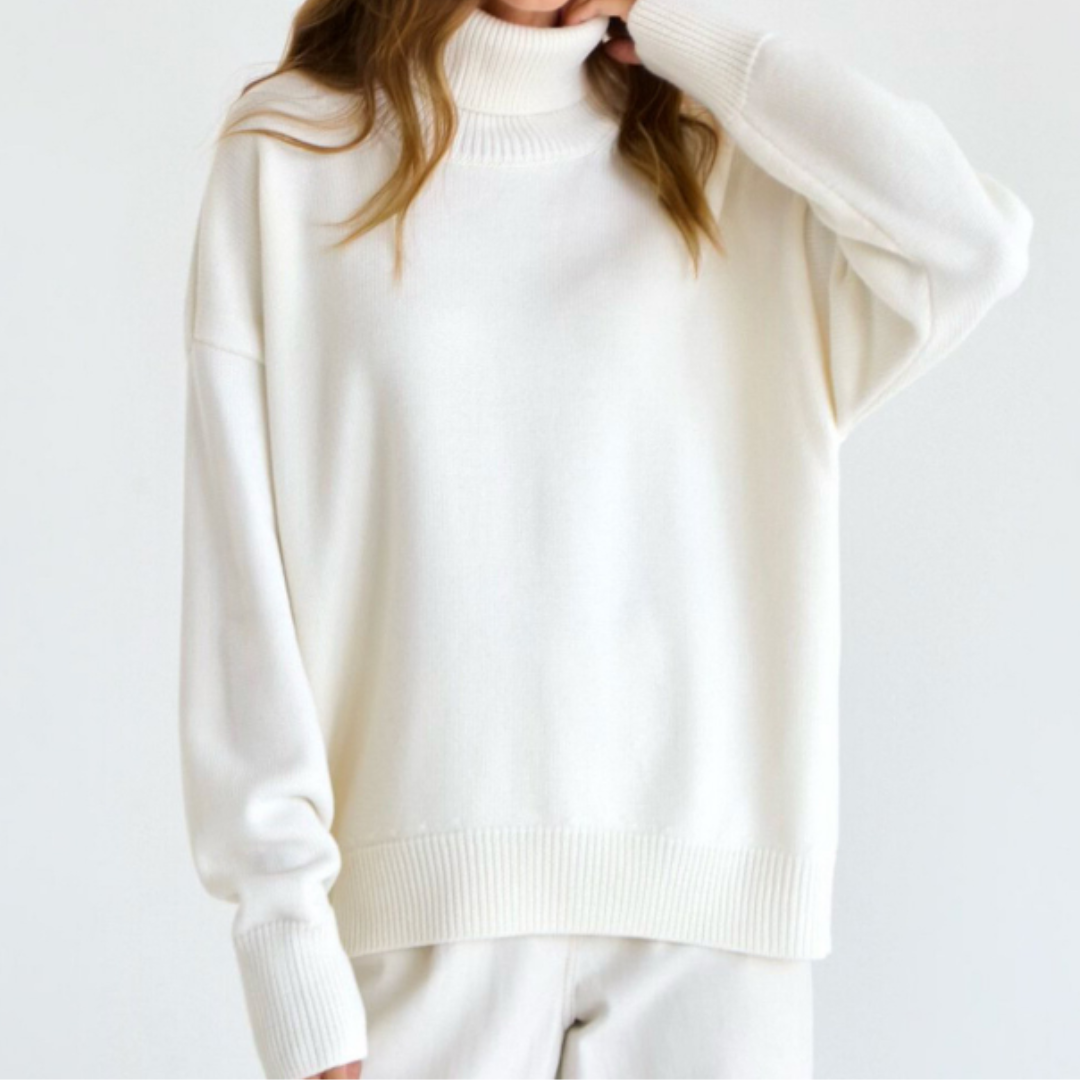 Pull Douillet à Silhouette Ample – Blanc