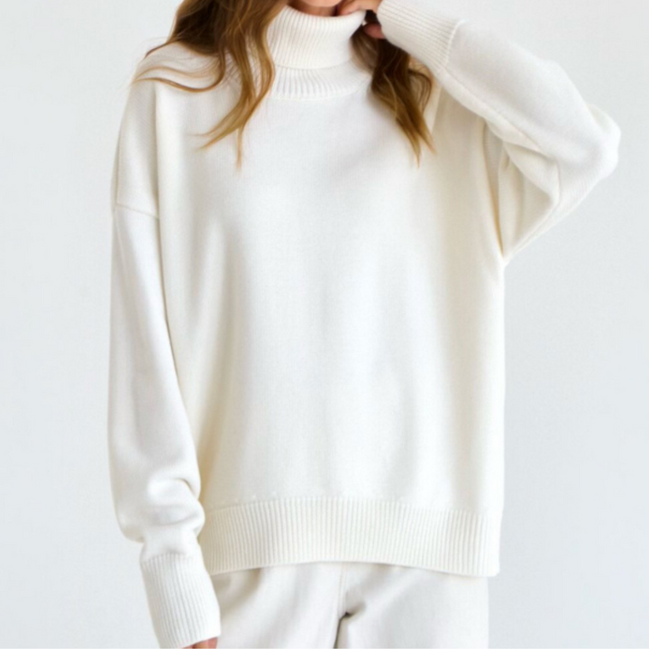 Pull Douillet à Silhouette Ample – Blanc