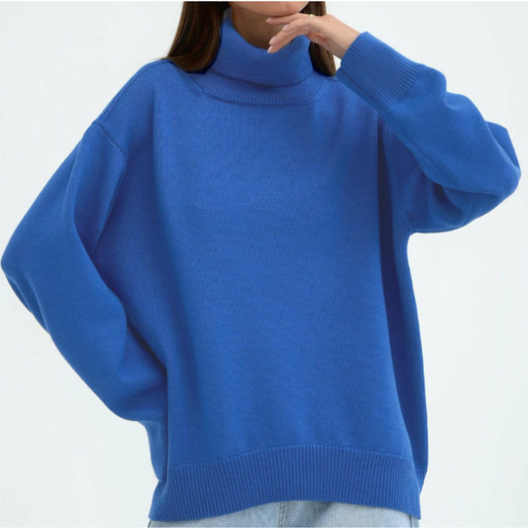 Pull Douillet à Silhouette Ample – Bleu Foncé