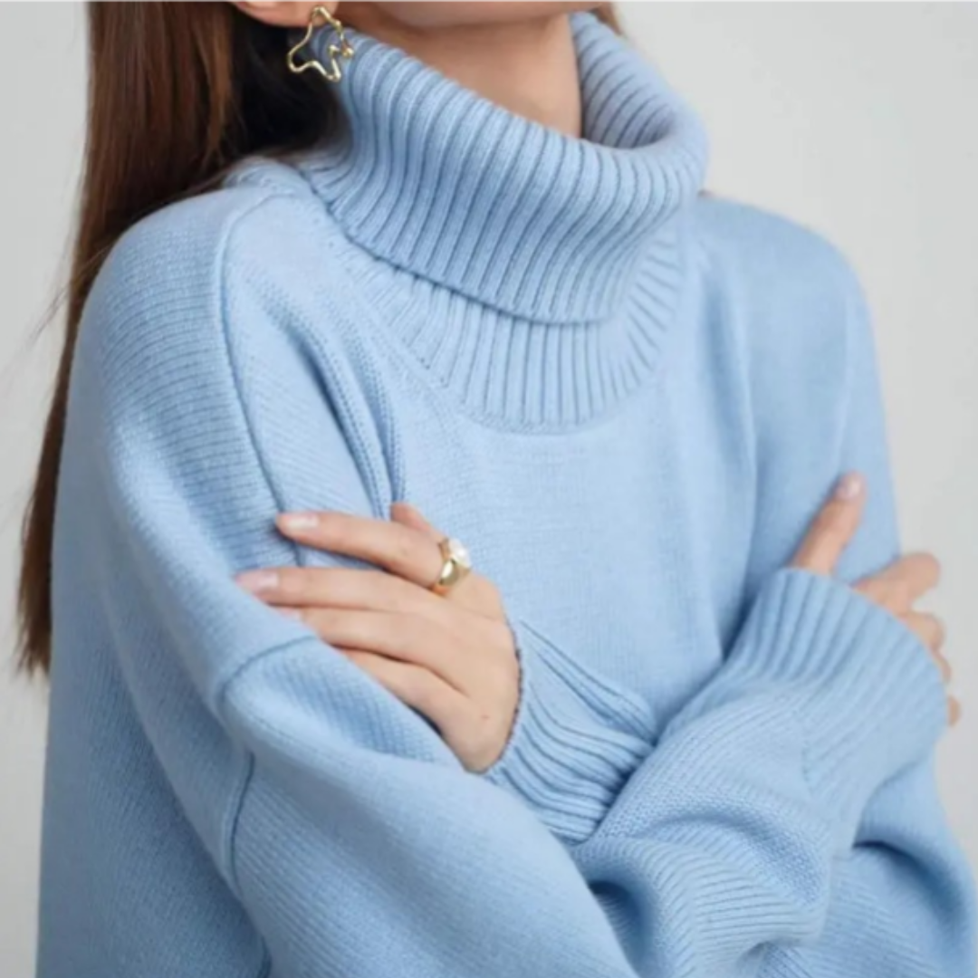 Pull Douillet à Silhouette Ample – Bleu Clair