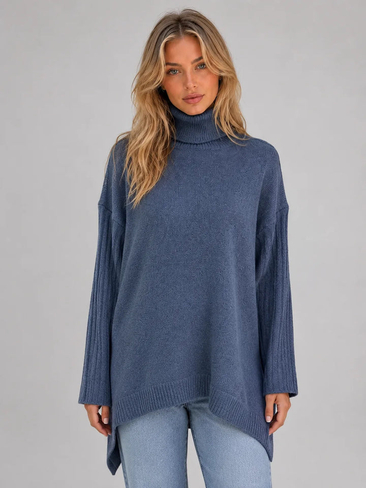 Pull Douillet à Coupe Asymétrique – Bleu