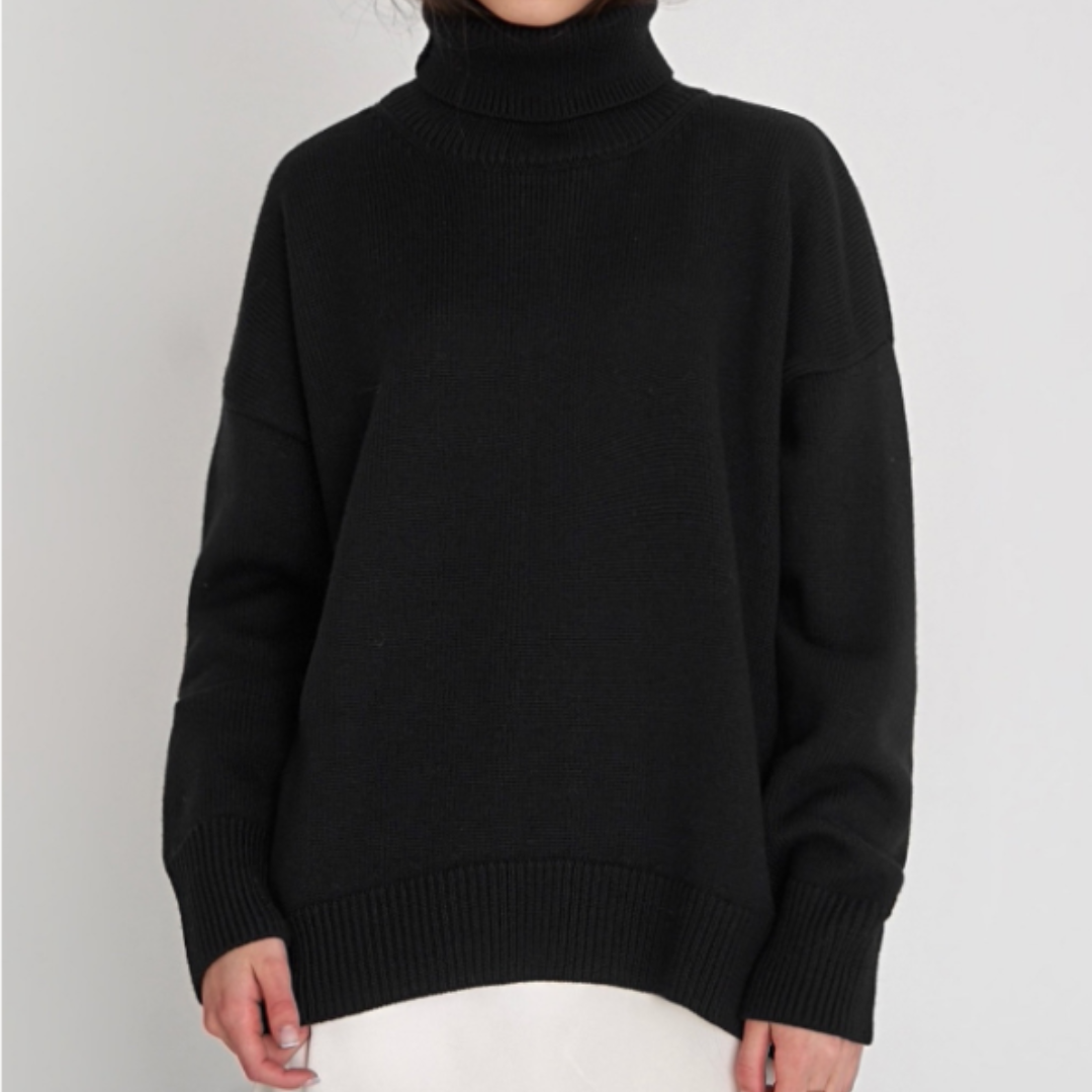Pull Douillet à Silhouette Ample – Noir