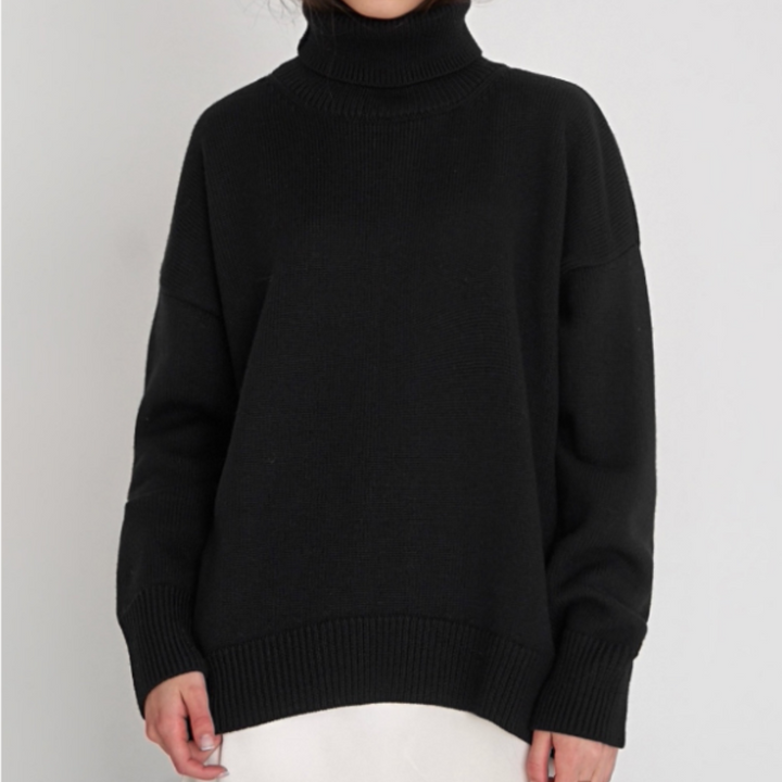 Pull Douillet à Silhouette Ample – Noir