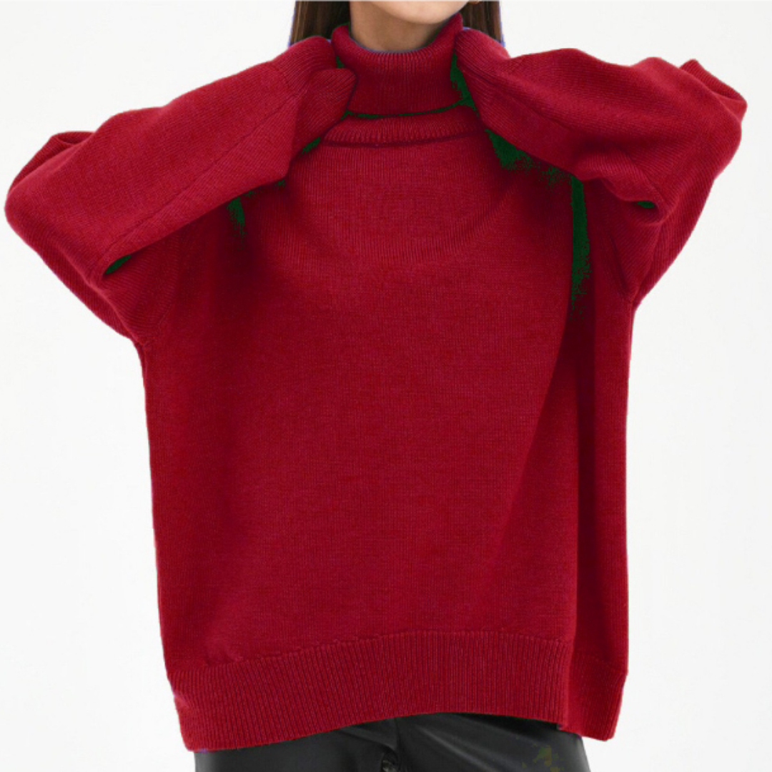 Pull Douillet à Silhouette Ample – Rouge