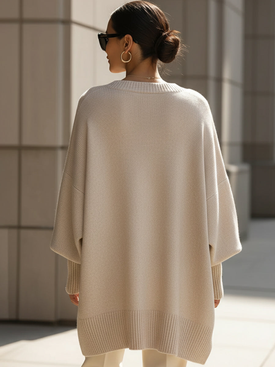 Pull Élégant à Ourlet Asymétrique