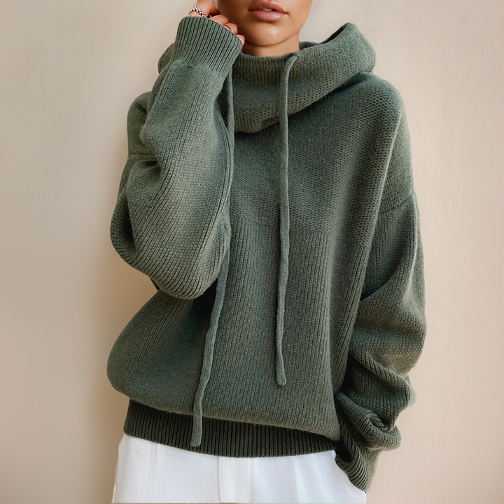 Pull Enveloppant à Capuche Haute – Vert