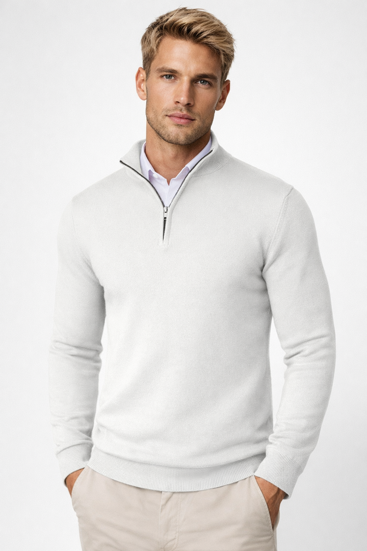 Pull Essentiel à Col Zippé – Blanc