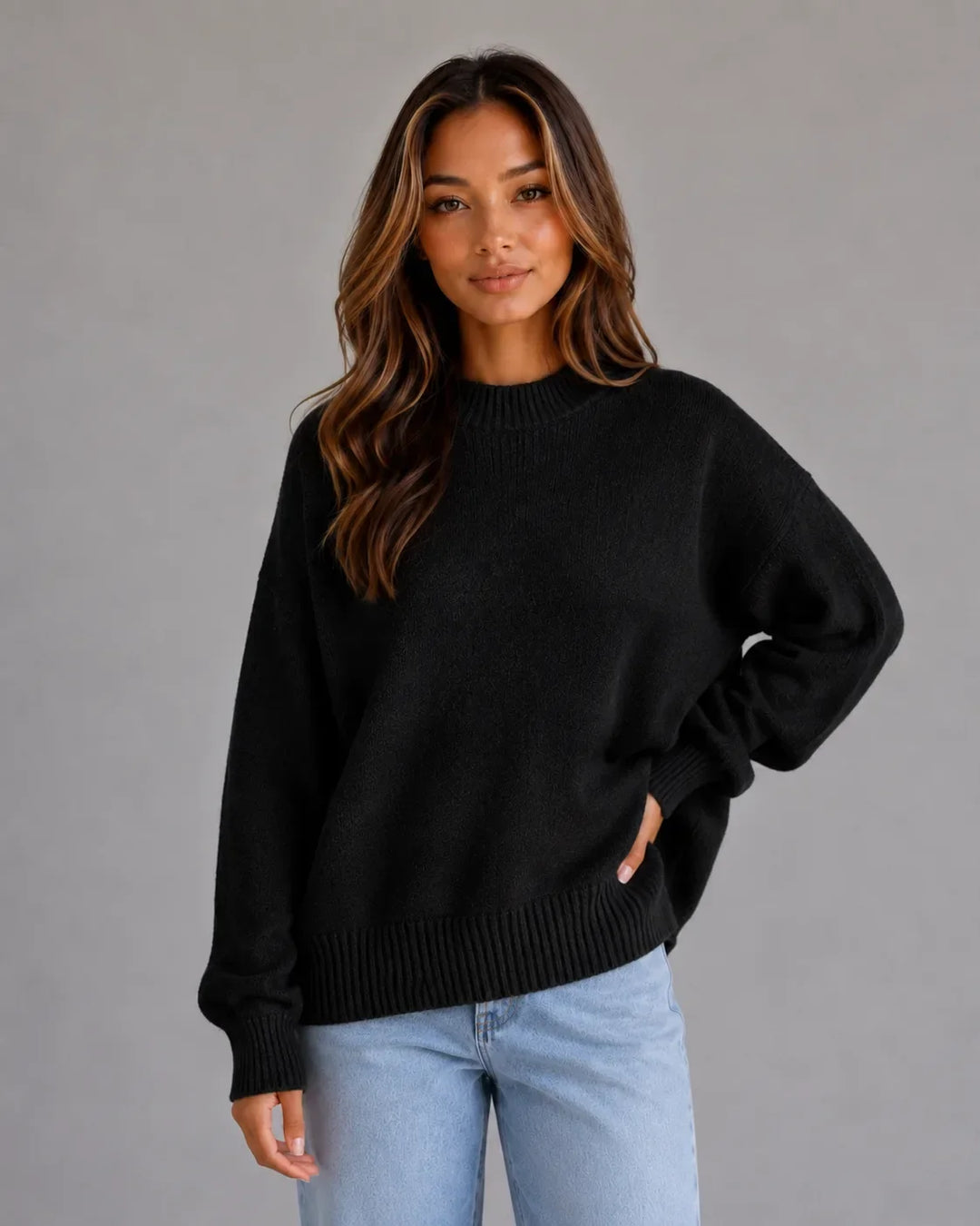 Pull Essentiel à Col Montant – Noir
