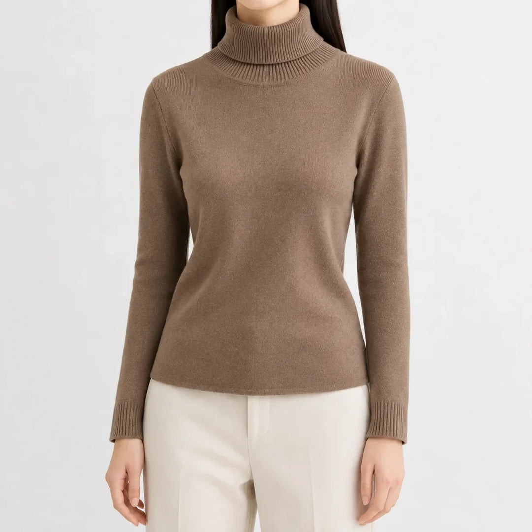 Pull Essentiel à Col Roulé – Moka