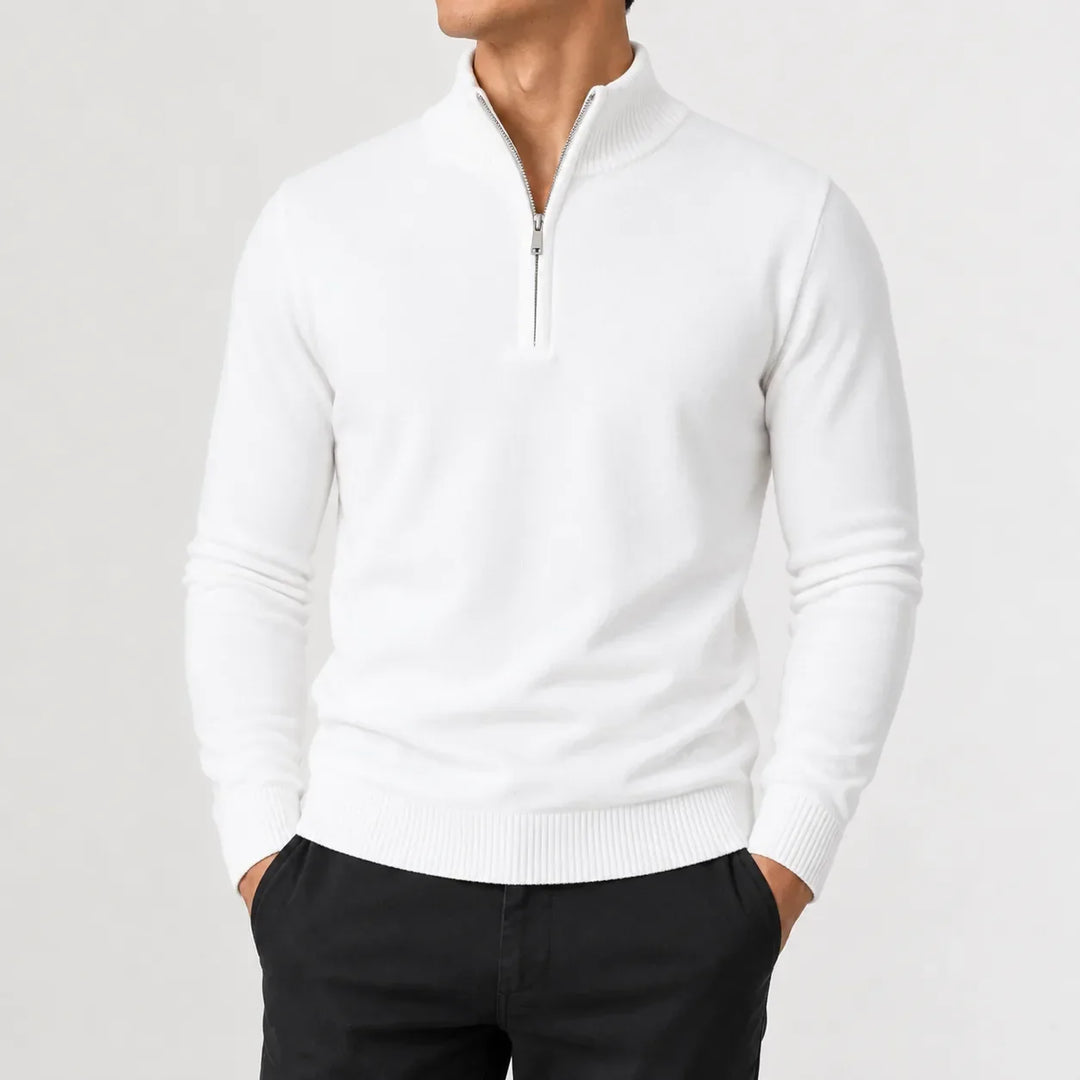 Pull Homme à Col Droit – Blanc