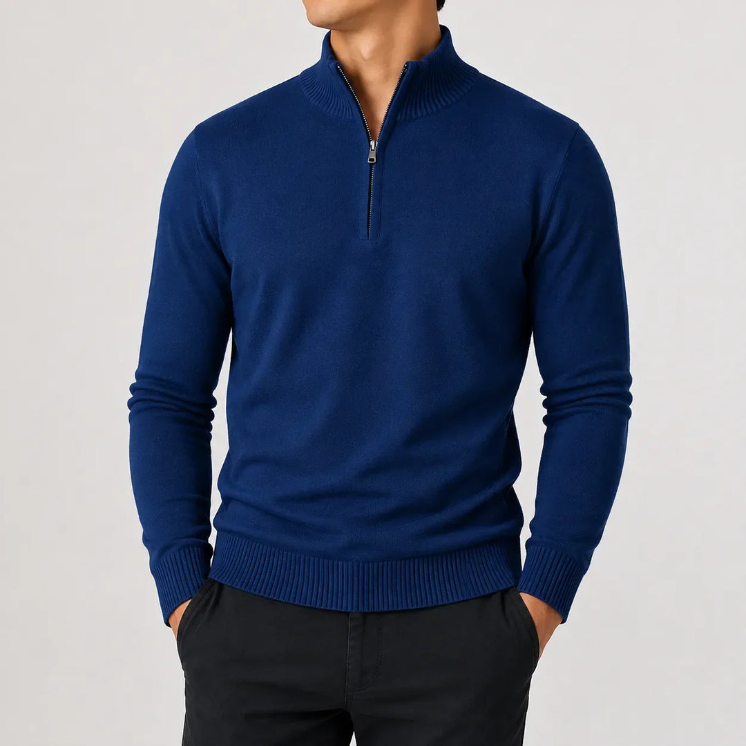 Pull Homme à Col Droit – Bleu Marine