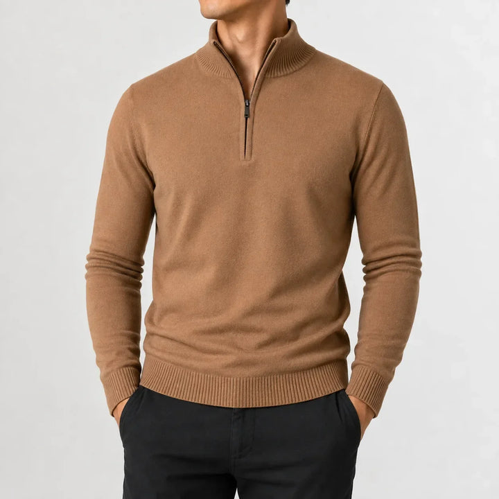 Pull Homme à Col Droit – Camel