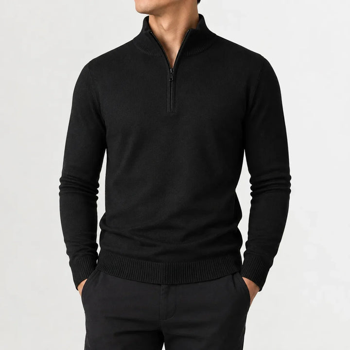 Pull Homme à Col Droit – Noir