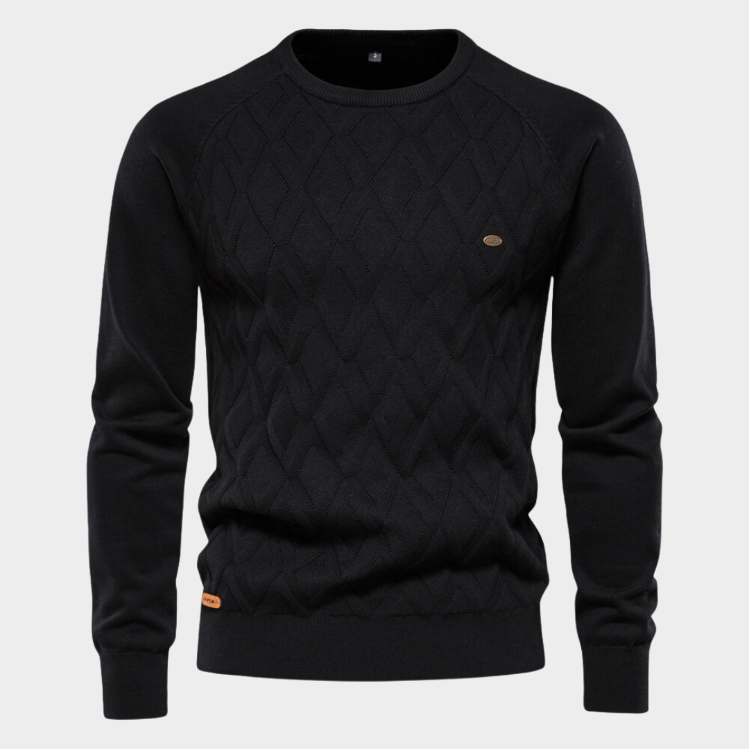 Pull Homme à Motif Losange – Noir