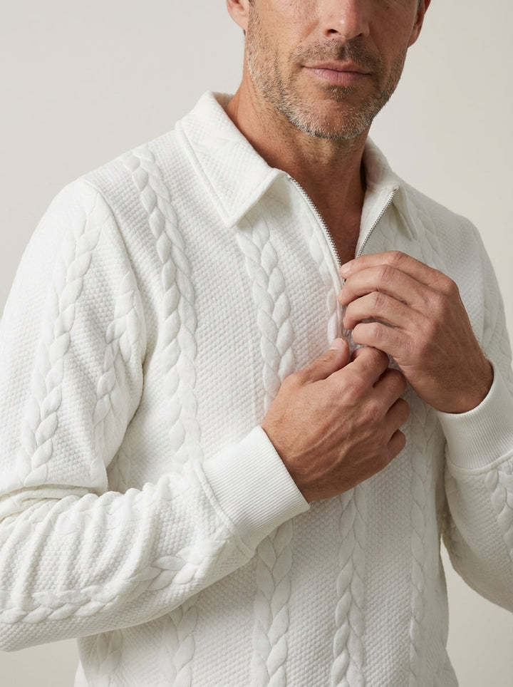 Pull Homme Col Polo Zippé