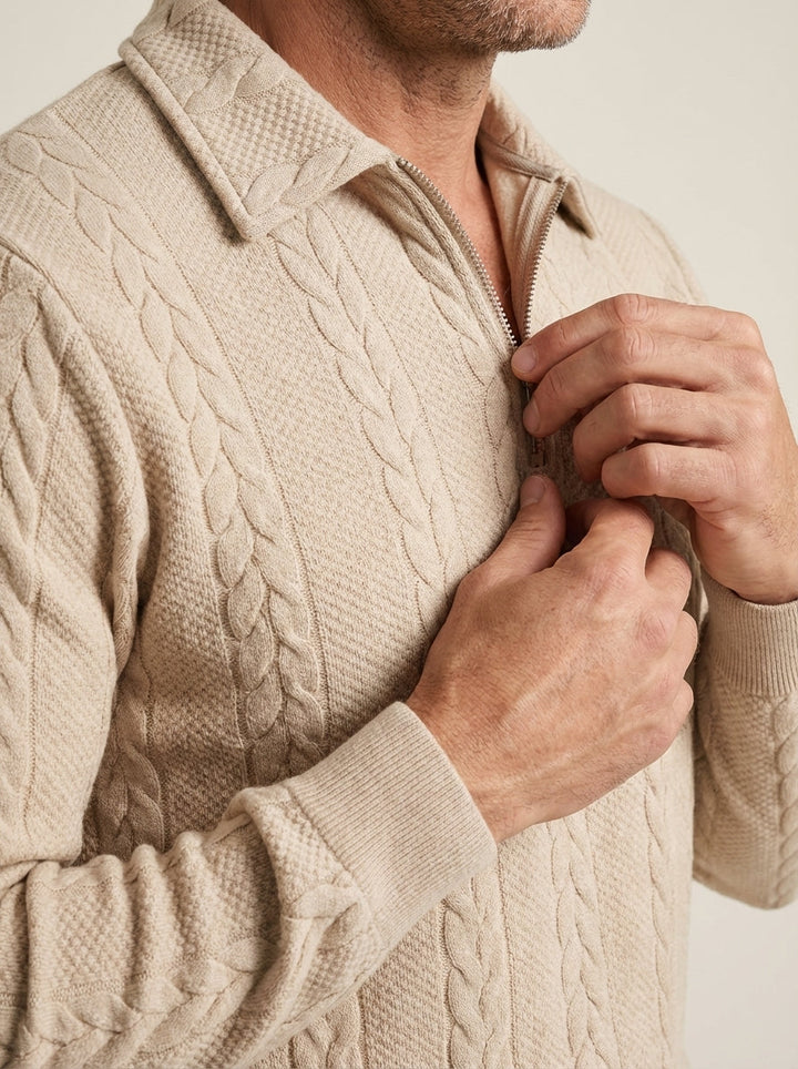 Pull Homme Col Polo Zippé