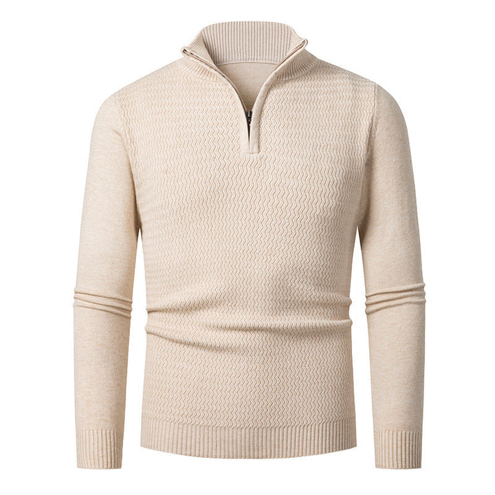 Pull Homme Col Zippé Structuré – Blanc