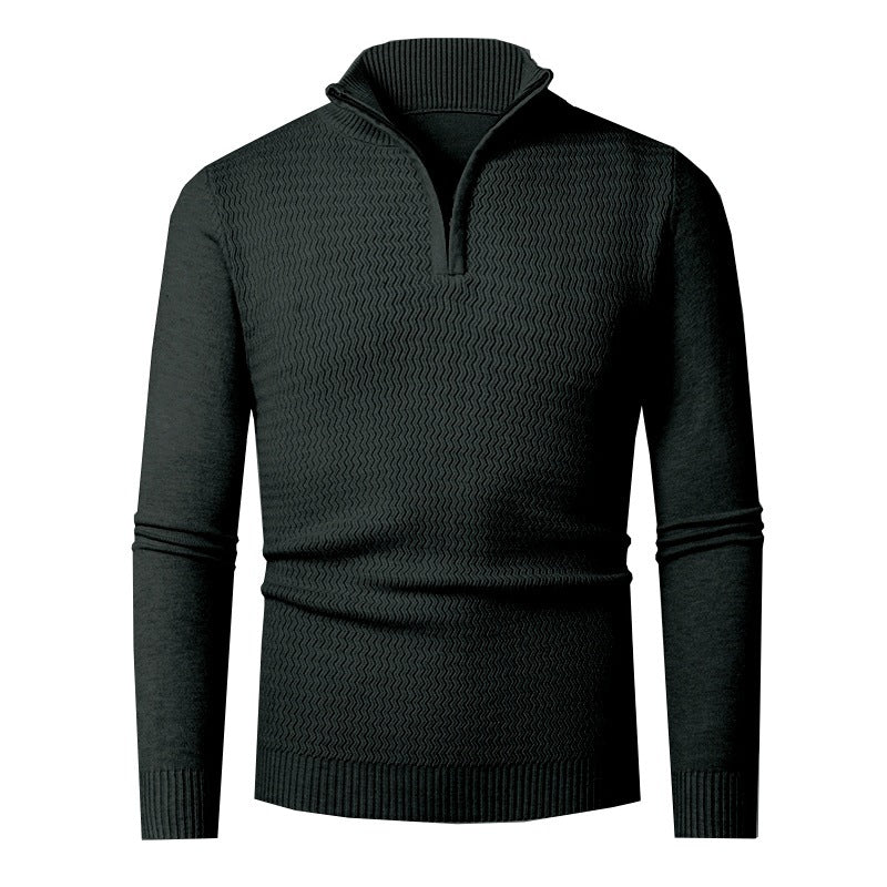 Pull Homme Col Zippé Structuré – Noir