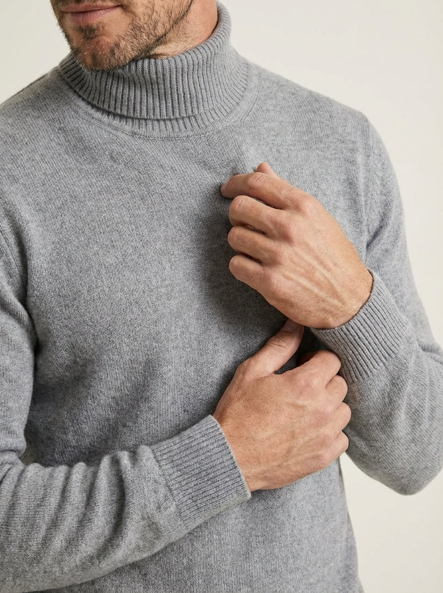 Pull Homme Côtelé à Col Roulé
