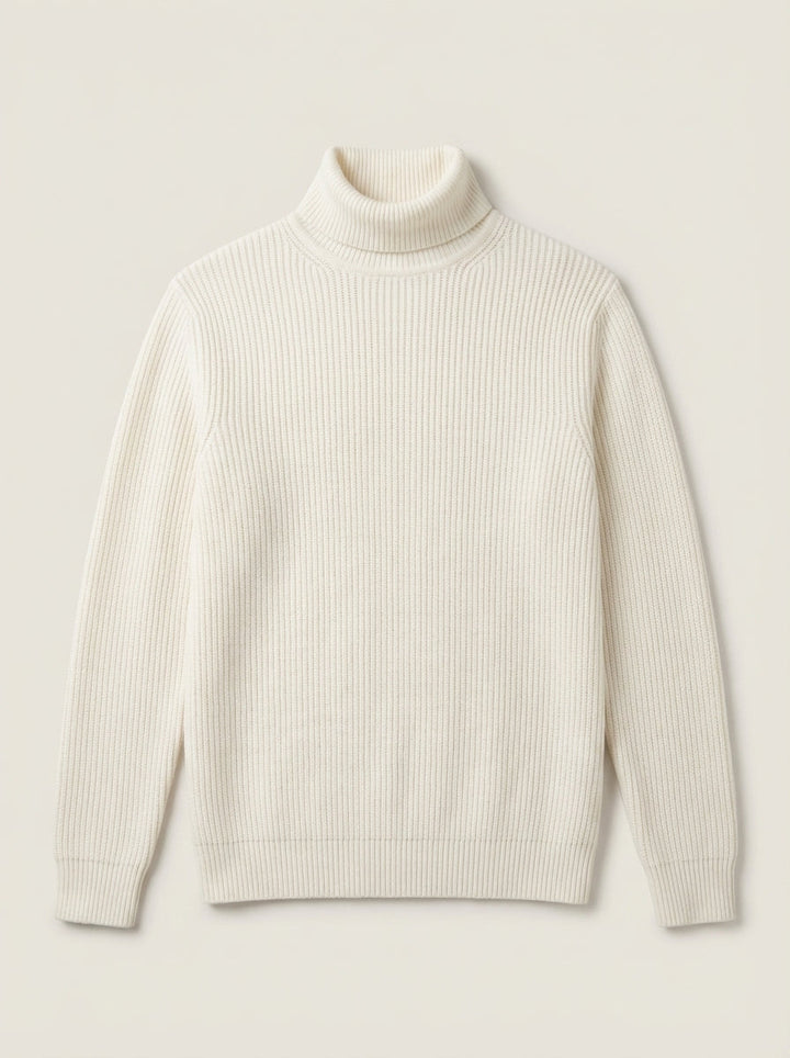Pull Homme Côtelé à Col Roulé