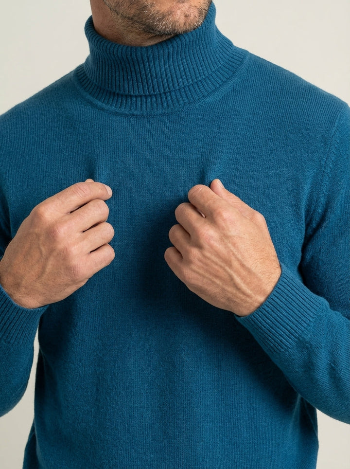 Pull Homme Côtelé à Col Roulé