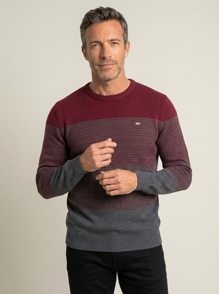 Pull Homme Rayé Bicolore – Rouge