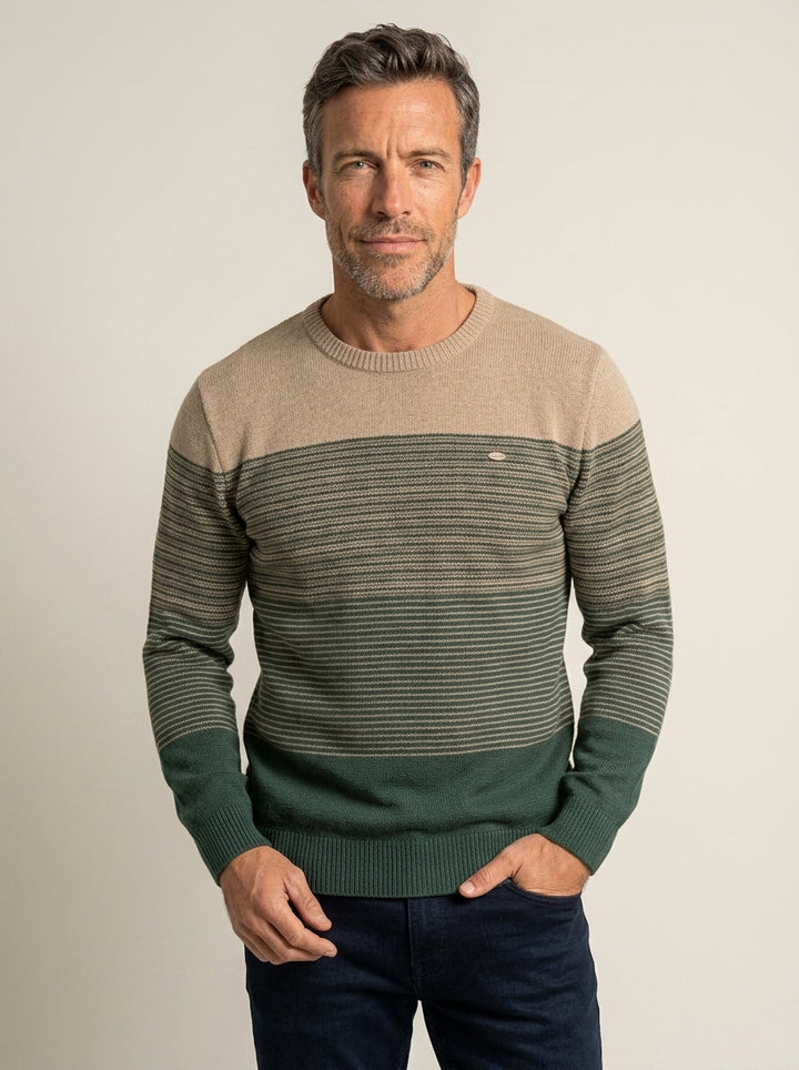 Pull Homme Rayé Bicolore – Vert