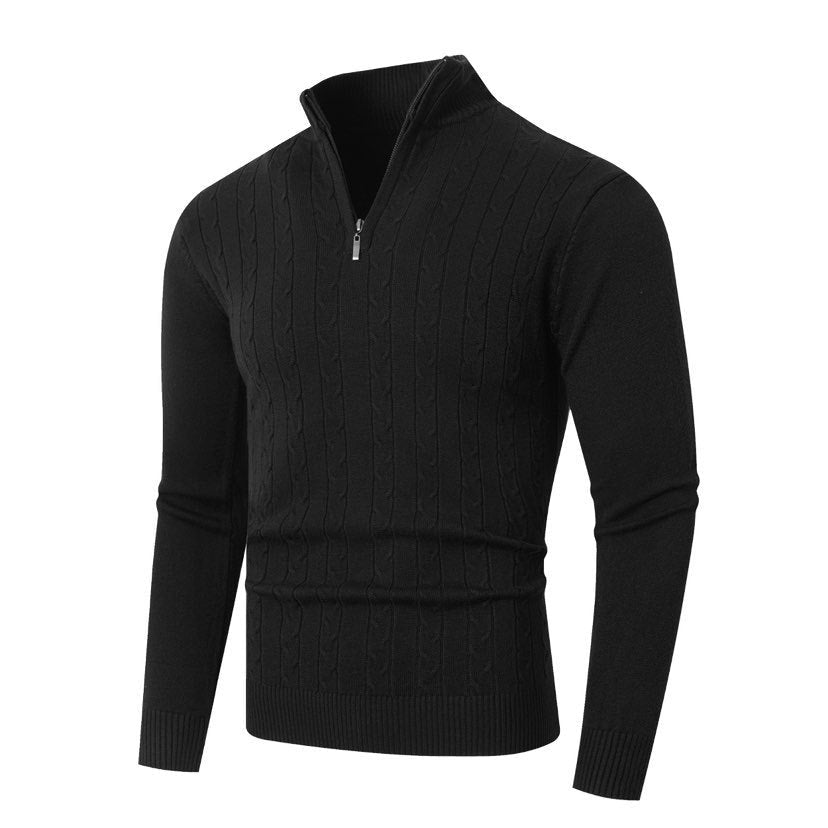 Pull Homme Texturé Col Zippé