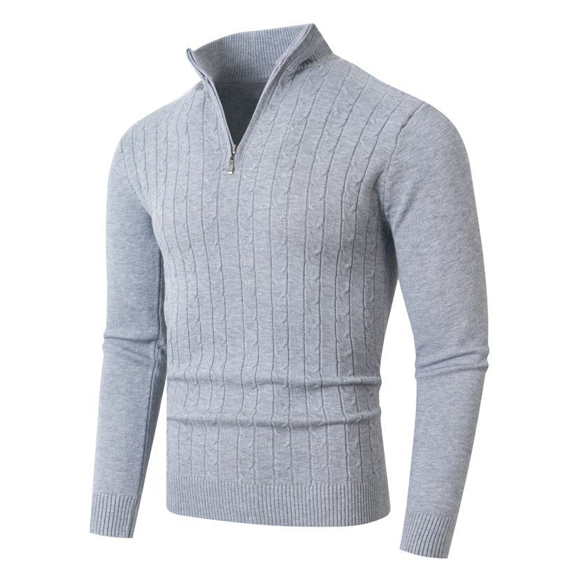Pull Homme Texturé Col Zippé