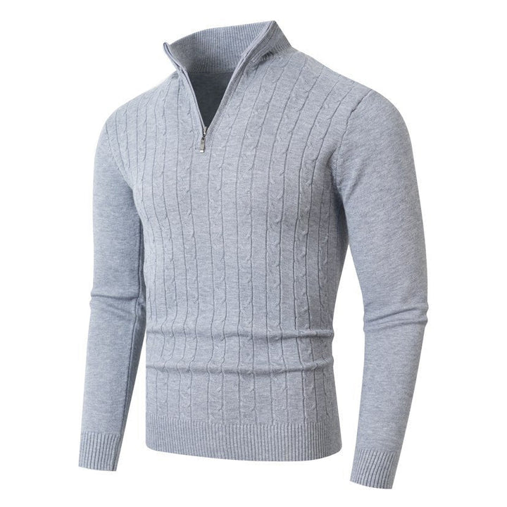 Pull Homme Texturé Col Zippé