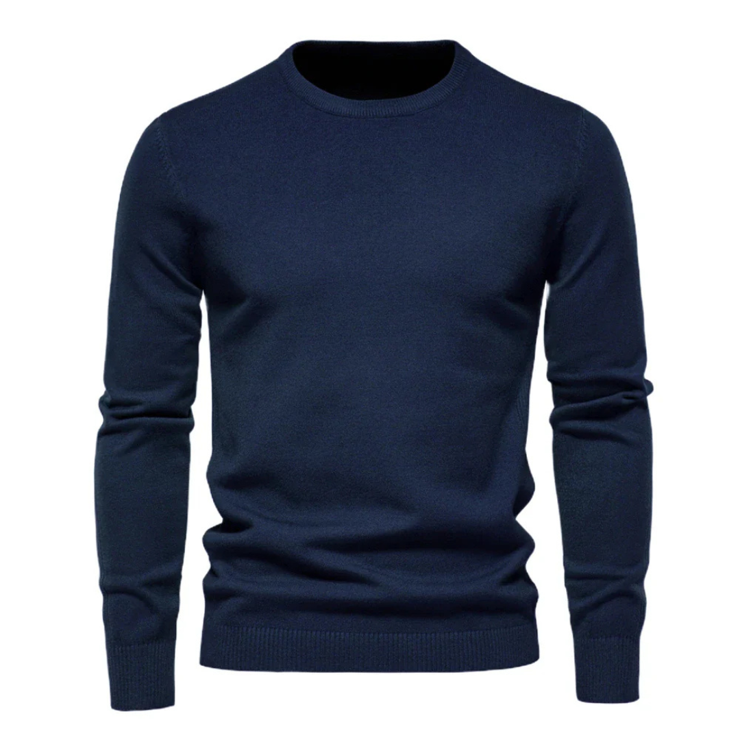 Pull Homme Uni Coupe Ajustée – Bleu Foncé