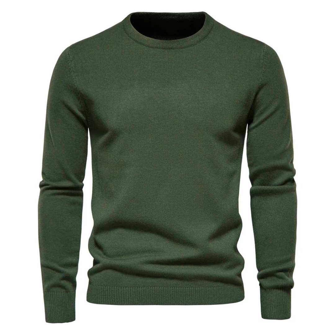 Pull Homme Uni Coupe Ajustée – Vert Foncé