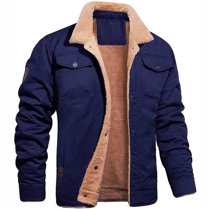 Pull Homme Zippé Col Doublé – Bleu