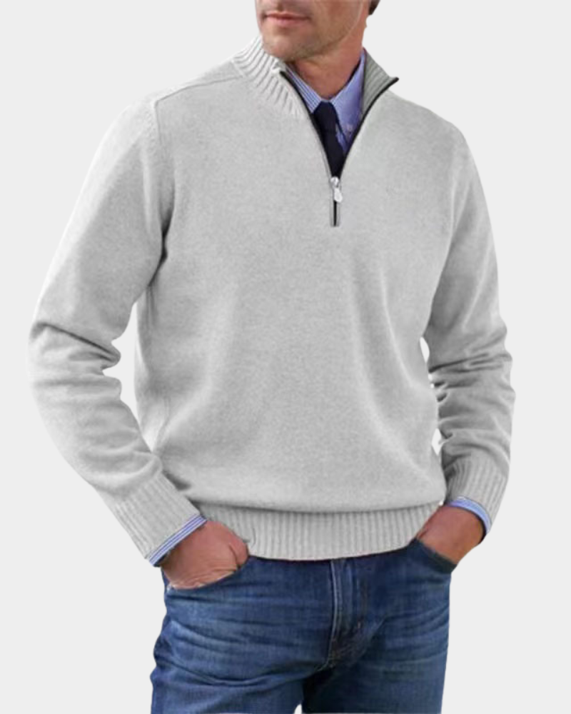 Pull Polyvalent à Col Zippé – Blanc